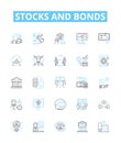 Stocks and bonds vector line icons set. Stocks, Bonds, Equities, Fixed income, Securities, Stock market, Bond market