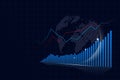 Stocks and growth, statistical chart showing fluctuations in financial flows