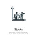 Stocks outline vector icon. Thin line black stocks icon, flat vector simple element illustration from editable cryptocurrency