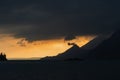 Stoem clouds on top of mountain in Lake Garda near Malcesine, Italy