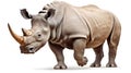 A stoic rhinoceros with a prominent horn embody