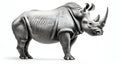 A stoic rhinoceros with a prominent horn embody