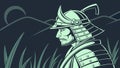 Stoic Samurai Profile in a Dark, Mysterious Setting, vector design Generative AI Royalty Free Stock Photo
