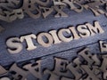 Stoicism word, stoic lifestyle concept, written wooden lettering Royalty Free Stock Photo