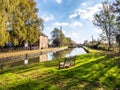 Stoke Bruerne UK October 31 2018: marstons the navigation pub next canal river in village in northamptonshire, england Royalty Free Stock Photo