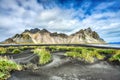 Stokksnes Mountain on Vestrahorn Cape during Beautiful Sunny Day, Iceland Royalty Free Stock Photo