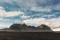 Stokksnes mountains and black desert Royalty Free Stock Photo