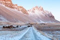 Stokksnes at sunset in winter, Iceland. Royalty Free Stock Photo