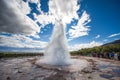 Stokkur, Iceland - July 20, 2015: Eruption, Geysir Stokkur, amazing location in the Golden Circle near Reykjavik. Royalty Free Stock Photo