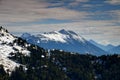 Stol the highest peak of Karavanke with snowy ridges, Slovenia Royalty Free Stock Photo