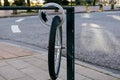 Stolen bike wheel Royalty Free Stock Photo