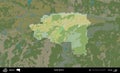 Stolin District highlighted, Belarus. Topographic Humanitarian Royalty Free Stock Photo