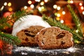 Stollen christmas cake slice Royalty Free Stock Photo