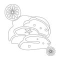 Stollen Christmas dessert. Sliced cupcake. Traditional Christmas festive pastry dessert. Continuous line drawing illustration