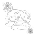 Stollen Christmas dessert. Sliced cupcake. Traditional Christmas festive pastry dessert. Continuous line drawing. Vector