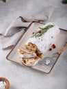 Stollen, traditional festive German Christmas cake