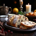 stollen, traditional German bread. Christmas Weihnachtsstollen, Christstollen