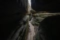 Stolowe Mountains National Park. Wooden boardwalk in Rock Labyrinth hiking trail Bledne Skaly near Kudowa-Zdroj, Lower Silesia, Royalty Free Stock Photo