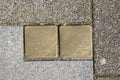 Stolperstein Memorial Stone From Benjamin Roeg And Estera Roeg-Feldstein At Amsterdam The Netherlands 21-3-2024 Royalty Free Stock Photo