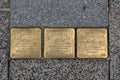 Stolperstein Memorial Stone From Jansje Parijs-Bleekveld And Marianna Worms-Vieijra And Mozes Coopman At Amsterdam The Netherlands Royalty Free Stock Photo