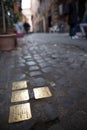 Stolpersteine in Jewish ghetto, Rome, Italy