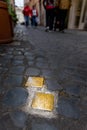 Stolpersteine in Jewish ghetto, Rome, Italy