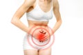 Stomach ache, woman with problem during menses