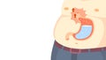 Stomach acid animation on white background. Gastritis is caused by several causes.