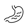 Stomach. Black and white simple outline icon. Vector illustration on a white background. Flat vector illustration