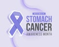 Stomach cancer awareness month - Text and 3D Periwinkle ribbon awareness on abstract lines blend stomach shape vector design