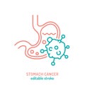 Stomach carcinoma, adenocarcinoma outline icon. Malignant gastric growth sign.