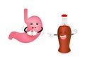 Stomach character and aerated soft drink.