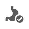 Stomach and check mark black vector icon