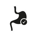Stomach and check mark. Symbol of good digestion. Isolated vector illustration