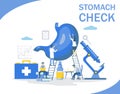 Stomach check, vector flat style design illustration