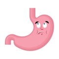 Stomach does not know confused emoji face avatar. Belly perplexed emotions. Internal organ surprise. Vector illustration