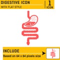 Stomach and esophagus and rectum Human anatomy. Gastrointestinal tract Internal organs. Esophagus vector icon. Flat modern design