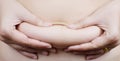 Stomach fat female body part. Royalty Free Stock Photo