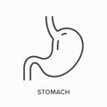 Stomach flat line icon. Vector outline illustration of gastric. Black thin linear pictogram for internal digestion organ Royalty Free Stock Photo