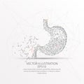 Stomach form polygonal low poly wire frame on black background. Royalty Free Stock Photo