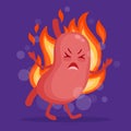 Stomach heartburn cartoon character in flat design. Epigastric burning concept vector illustration. Royalty Free Stock Photo