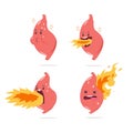 Stomach heartburn vector cartoon character set