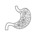 Stomach with helicobacter pylori black outline icon