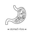 Stomach with helicobacter pylori black outline icon