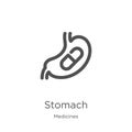 stomach icon vector from medicines collection. Thin line stomach outline icon vector illustration. Outline, thin line stomach icon