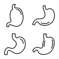 Stomach icons set, outline style