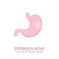 Flat stomach ache illustration. Stomach pain concept