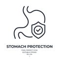 Stomach protection concept icon editable stroke outline icon isolated on white background flat vector illustration. Pixel perfect