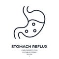 Stomach reflux editable stroke outline icon isolated on white background flat vector illustration. Pixel perfect. 64 x 64