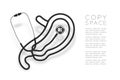 Stomach shape made from Stethoscope cable black color and Medical Science Organ concept design illustration isolated on white